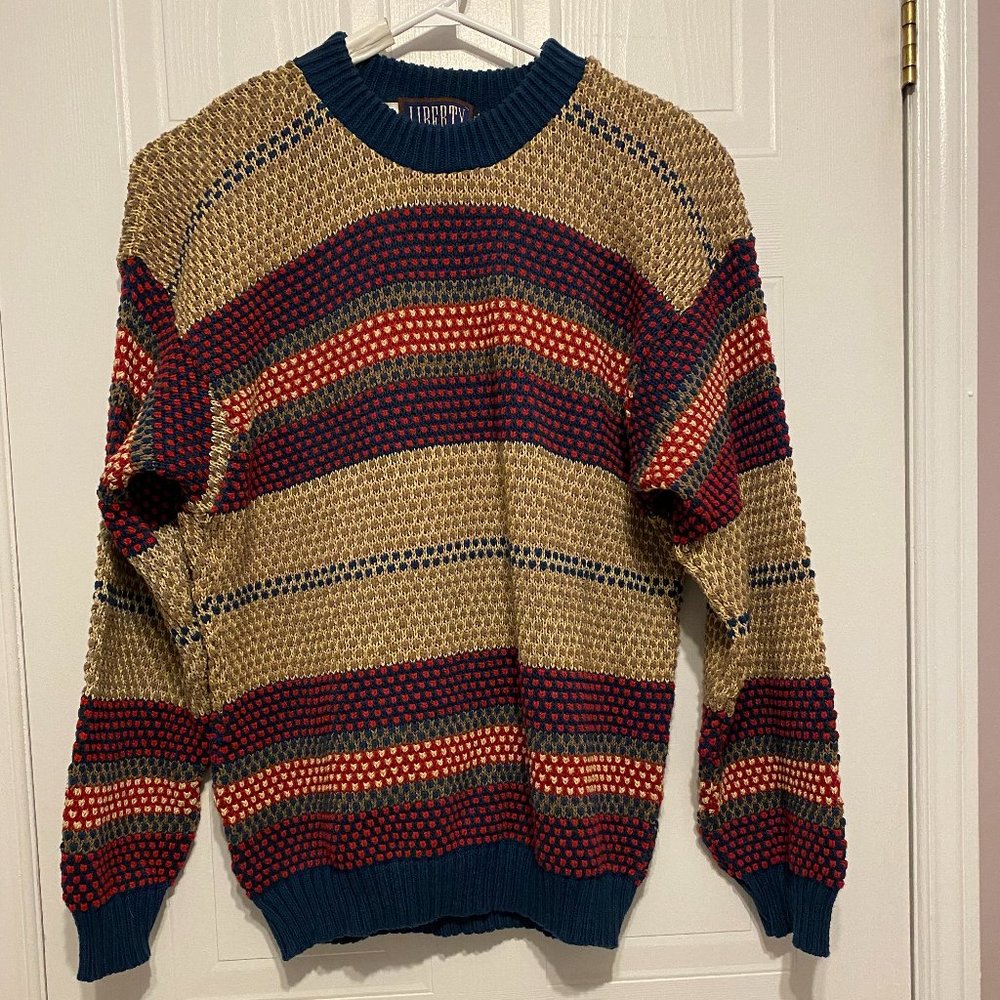Liberty Long Sleeve Crewneck Men's Multicolor Sweater Size XL ( 15A )